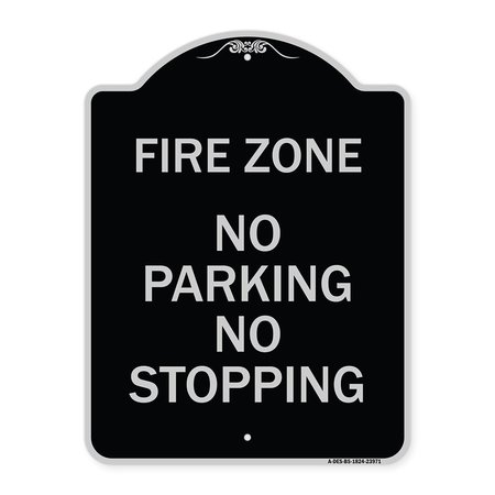 SIGNMISSION Fire Zone No Parking No Stopping Heavy-Gauge Aluminum Architectural Sign, 24" x 18", BS-1824-23971 A-DES-BS-1824-23971